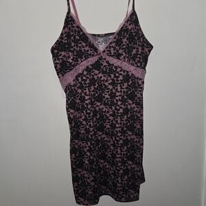 BCBG Max Azria Y2K Velour Slip Dress [Size Large] [Mauve Floral] Indie Sleaze